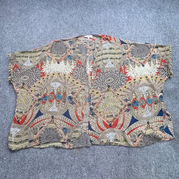 Umgee USA Cardigam Womens S/M Kimono Tribal Pom Pom Trim Sheer Open Boho Artsy - Picture 6 of 14